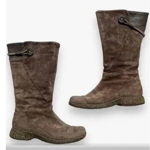 Teva Womens US 6 Boots Montecito Mid Full Zip Flats 4026 Brown Suede Round Toe